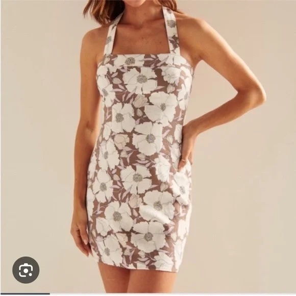 chinese dress ladies Abercrombie & Fitch Yellow Floral Linen Halter Mini Dress  SilkRoll